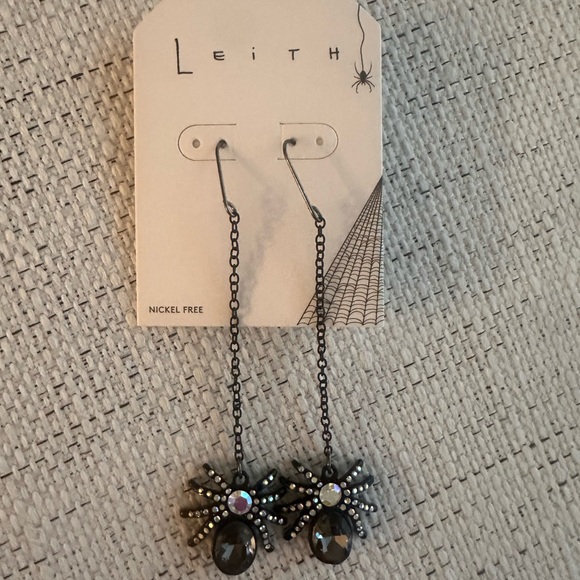Leith Halloween Black and Silver Linear Crystal Dangle
Spider Drop Earrings - Picture 2 of 6